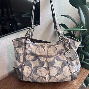 Coach Alexandria Denim Blue and Silver Shoulder Bag - Like New!